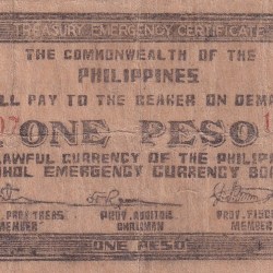 Philippines ( Province of Bohol) 1 Peso 1943 Series Old Issues Rare Note#B2