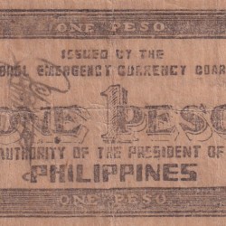 Alternative view of Philippines ( Province of Bohol) 1 Peso 1943 Series Old Issues Rare Note#B2