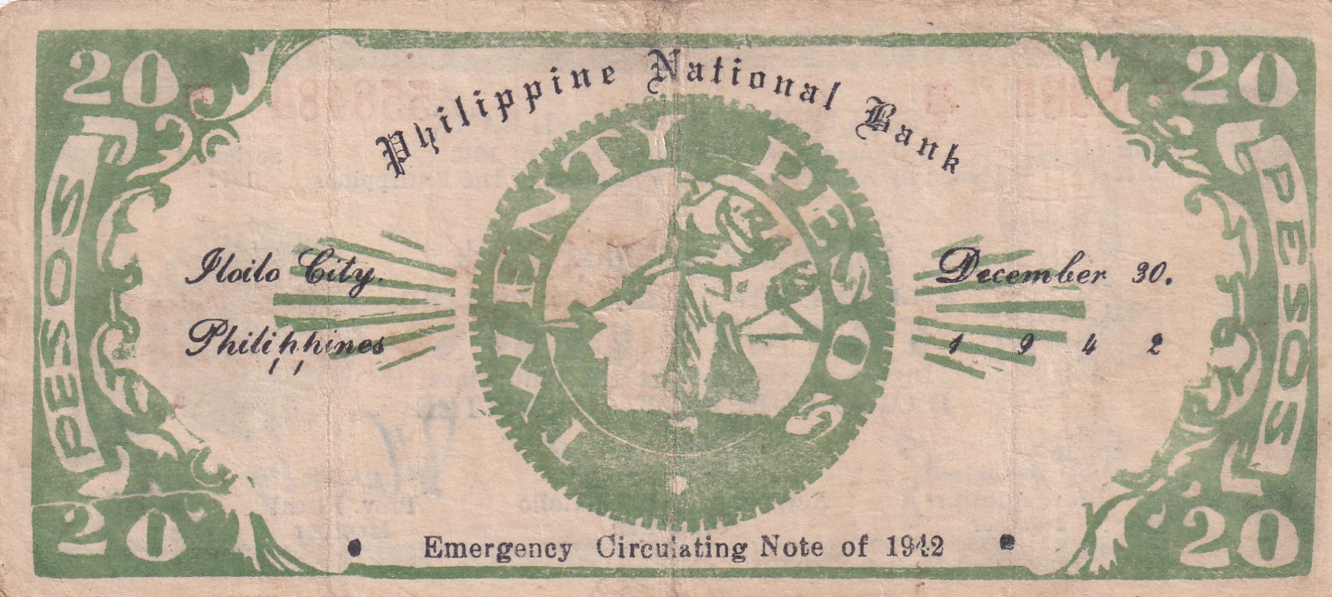 Philippines 20 Pesos 1942 Series Rare Note#B2