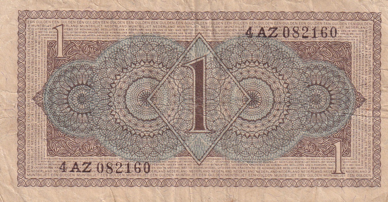 Netherlands 1 Gulden -(Juliana Coin note) 1949 Series Rare Note#B2