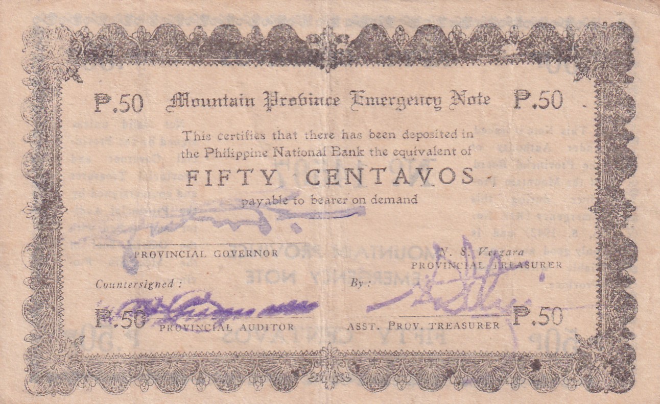 Philippines › Mountain Province 50 Centavos 1942 Old Issue Rare Note #B2