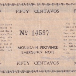 Alternative view of Philippines › Mountain Province 50 Centavos 1942 Old Issue Rare Note #B2