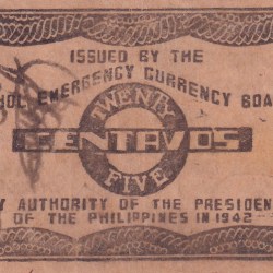 Alternative view of Philippines › Bohol, 25 Centavos (1942) Old Issue Rare Note #B2