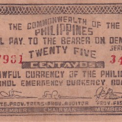 Philippines › Bohol, 25 Centavos (1942) Old Issue Rare Note #B2