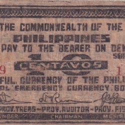 Philippines › Bohol, 10 Centavos (1942) Old Issue Rare Note #B2
