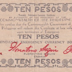 Philippines › Mindanao, 10 Pesos (1944) Old Issue Rare Note #B2