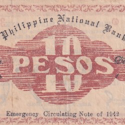 Alternative view of Philippines › Iloilo, 10 Pesos (1942) Old Issue Rare Note #B2