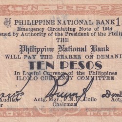 Philippines › Iloilo, 10 Pesos (1944) Old Issue Rare Note #B2