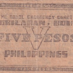 Alternative view of Philippines Bohol, 5 Pesos (1942) Old Issue Rare Note #B2