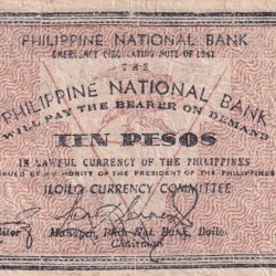 Philippines Iloilo, 10 Pesos(1941) Old Issue Rare Note #B2