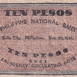 Alternative view of Philippines Iloilo, 10 Pesos(1941) Old Issue Rare Note #B2