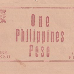 Alternative view of Philippines Negros Oriental,1 Peso Red seal (1944) Old Issue Rare Note {repaired from upper corner} #B2