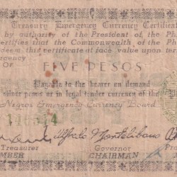 Philippines Negros, 5 Pesos (1943) Old Issue Rare Note #B2