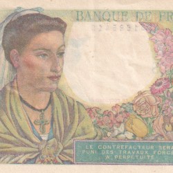 Alternative view of France 5 Francs Rare UNC Note #B2