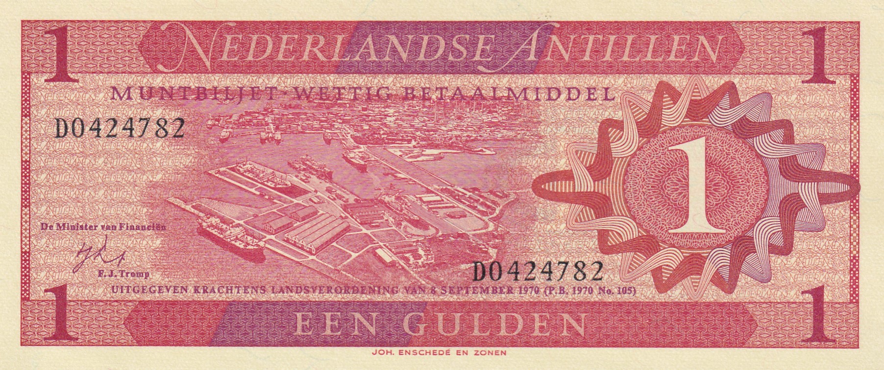 Netherlands Antilles 1 Gulden Muntbiljet Rare UNC Note #B2