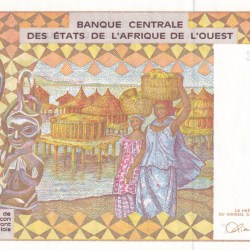 Alternative view of Western African States 1000 Francs Rare UNC Note #B2