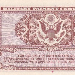 Alternative view of United States military bases 5 Cents (1948) Military Payment Certificate Rare UNC Note #B2