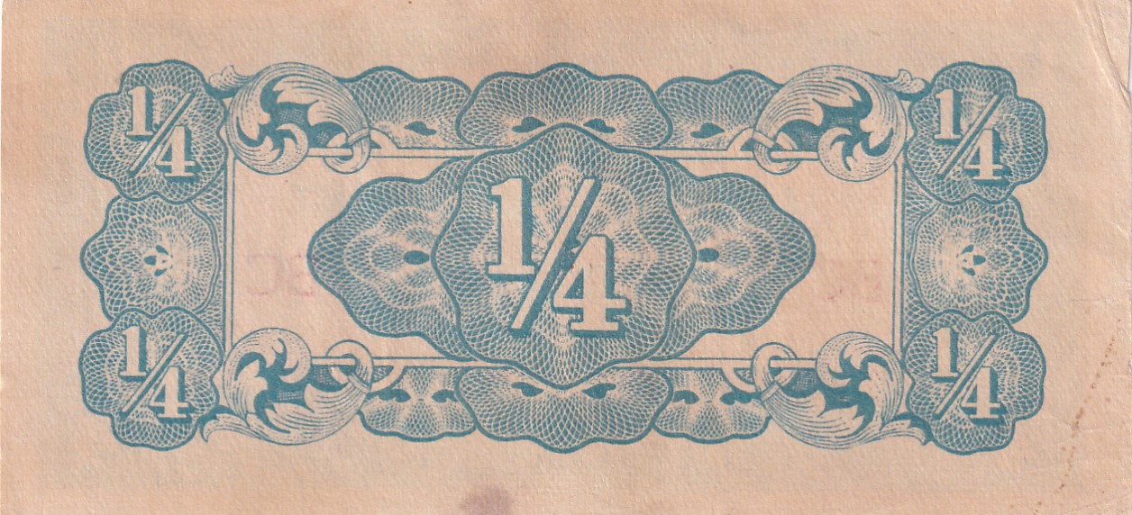 Myanmar ¼ Rupee Japanese Government Old Issue Rare A.U Condition Note #B2