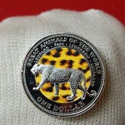 Elizabeth One Dollar FIJI Great Animals of the World" series featuring a Leopard FIZI Country Proof Coin 2009 Year