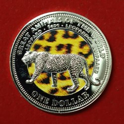 Alternative view of Elizabeth One Dollar FIJI Great Animals of the World" series featuring a Leopard FIZI Country Proof Coin 2009 Year