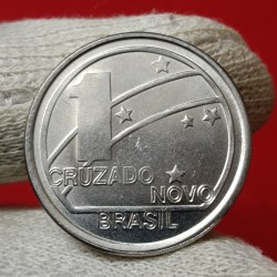 Alternative view of Cruzado Novo commemorative coin from Brazil issue 100 th Aniversary of Republic