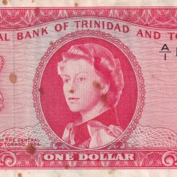 Trinidad and Tobago 1 Dollar - Elizabeth II Issue Rare Note #B2
