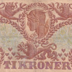 Alternative view of Denmark 10 Kroner Heilmann type III Rare Note #B2
