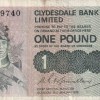 United Kingdom › Scotland 1 Pound Clydesdale Bank Rare Note #B2