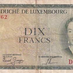 Luxembourg 10 Francs (1954) - Charlotte﻿ Old Issue Rare Note #B2