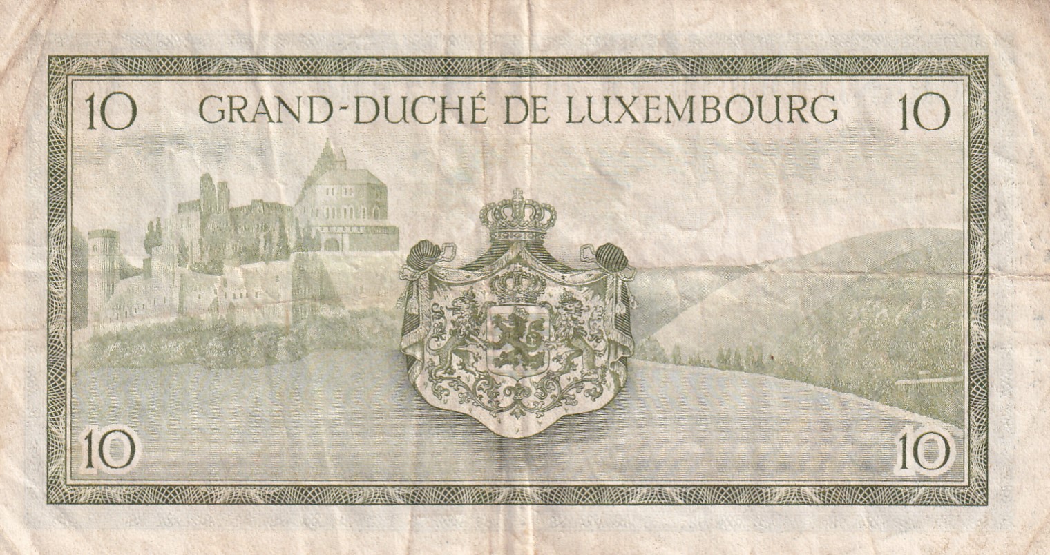 Luxembourg 10 Francs (1954) - Charlotte Old Issue Rare Note #B2 - Image 2