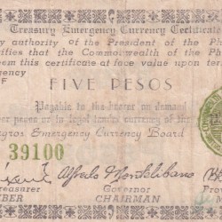 Philippines Negros, 5 Pesos (1943) Old Issue Rare Note #B2