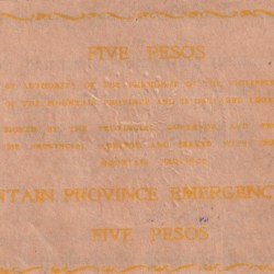 Alternative view of Philippines Mountain Province 5 Pesos (1942) Old Issue Rare Note #B2