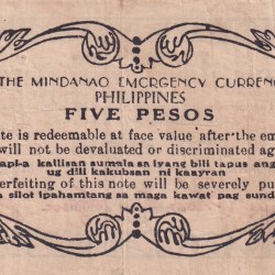 Alternative view of Philippines › Mindanao, 5 Pesos (1944) old Issue Rare Note #B2