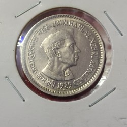 One Rs Jawaharlal Nehru Rare Copper Nickel Coin 1989 Year Noida Mint Unc Condition