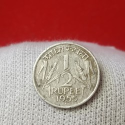 1/2 Half Rupee Rare Coin 1955 Year Bombay Mint Good Condition