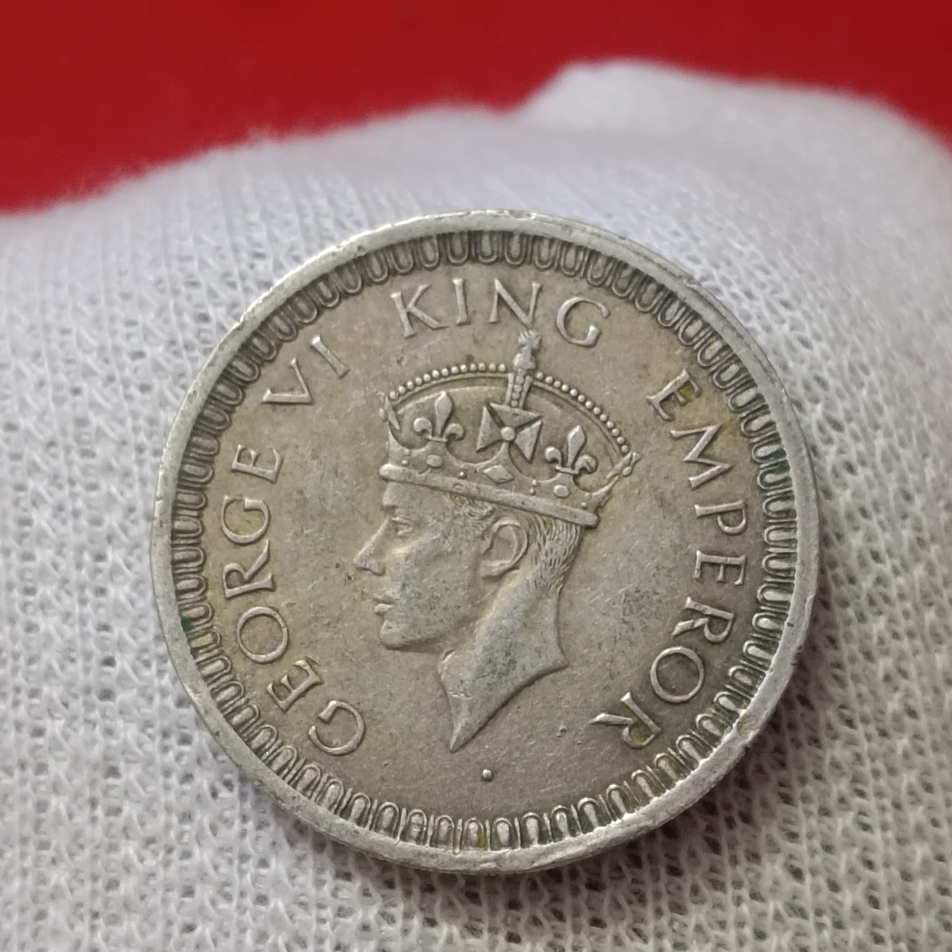 George Vi Silver One Rupee India 1942 Year Bombay Mint British of India 01