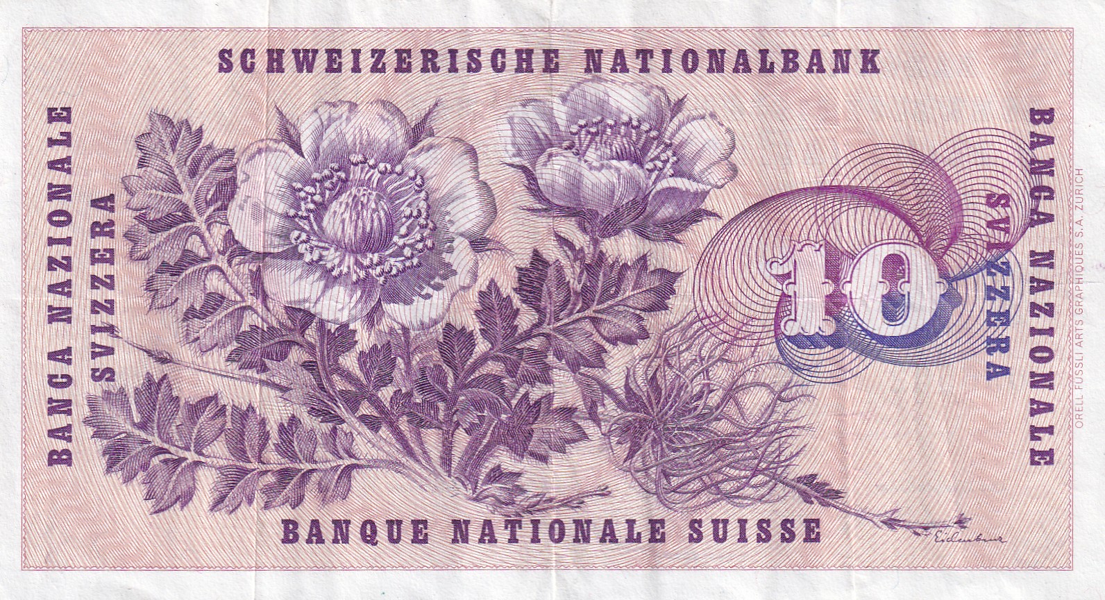 Switzerland 10 Francs (5th series) 1973 Rare Note #B2 - Image 2