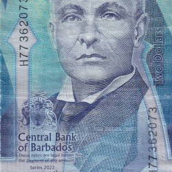 Barbados 2 Dollars Rare Polymer Note #B2