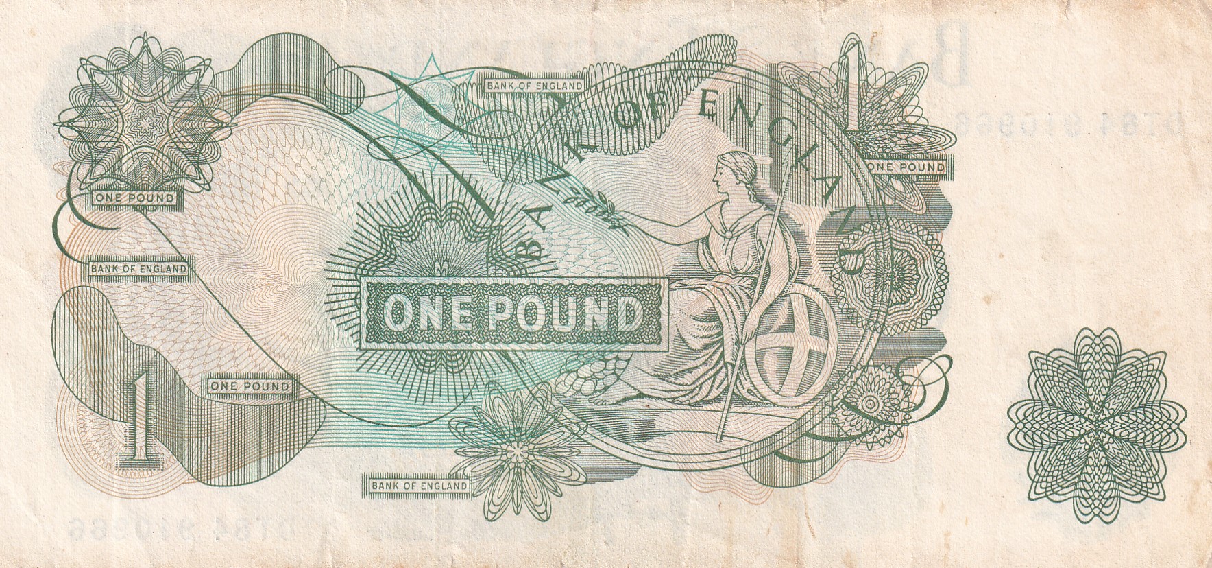 United Kingdom › England 1 Pound - Elizabeth II Series C; portrait Rare Note #B2