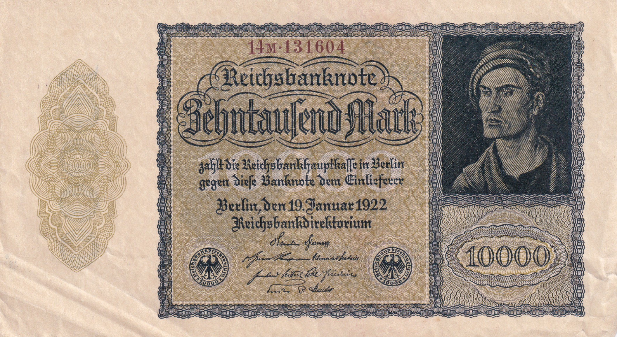 German 10 000 Mark (Reichsbank) 1922 Series Rare Note #B2