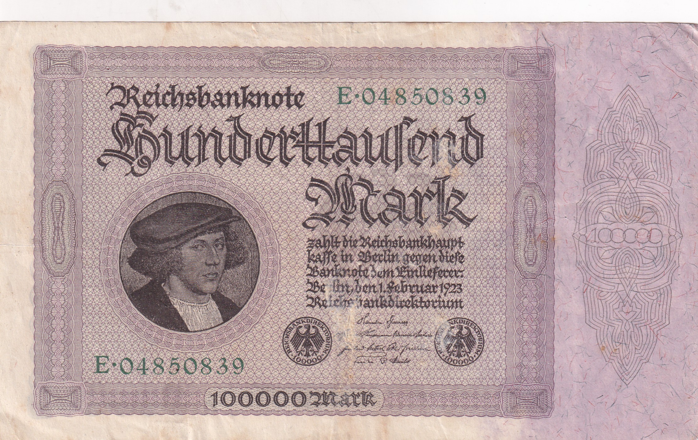 German 100 000 Mark (Reichsbank) 1923 Series Rare Note #B2