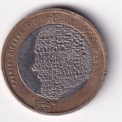United Kingdom 2 Pounds 2012 - Elizabeth II 4th portrait; Charles Dickens Commemorative issue Rare Bimetallic Coin #E-373