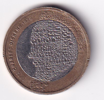 United Kingdom 2 Pounds 2012 - Elizabeth II 4th portrait; Charles Dickens Commemorative issue Rare Bimetallic Coin #E-373
