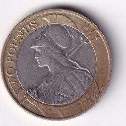 United Kingdom 2 Pounds 2015-Elizabeth II 5th portrait; Britannia Commemorative issue Rare Bimetallic Coin #E-378
