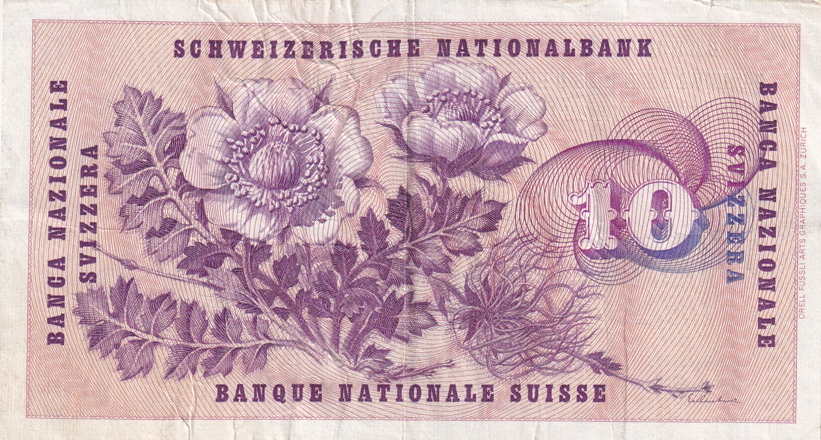Switzerland 10 Francs (5th series) 1956 Rare Note #B2