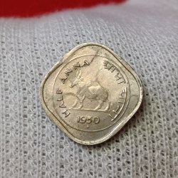 Half Anna Copper Nickel Scare Bull Coin 1950 Year Bombay Mint UNC Condition