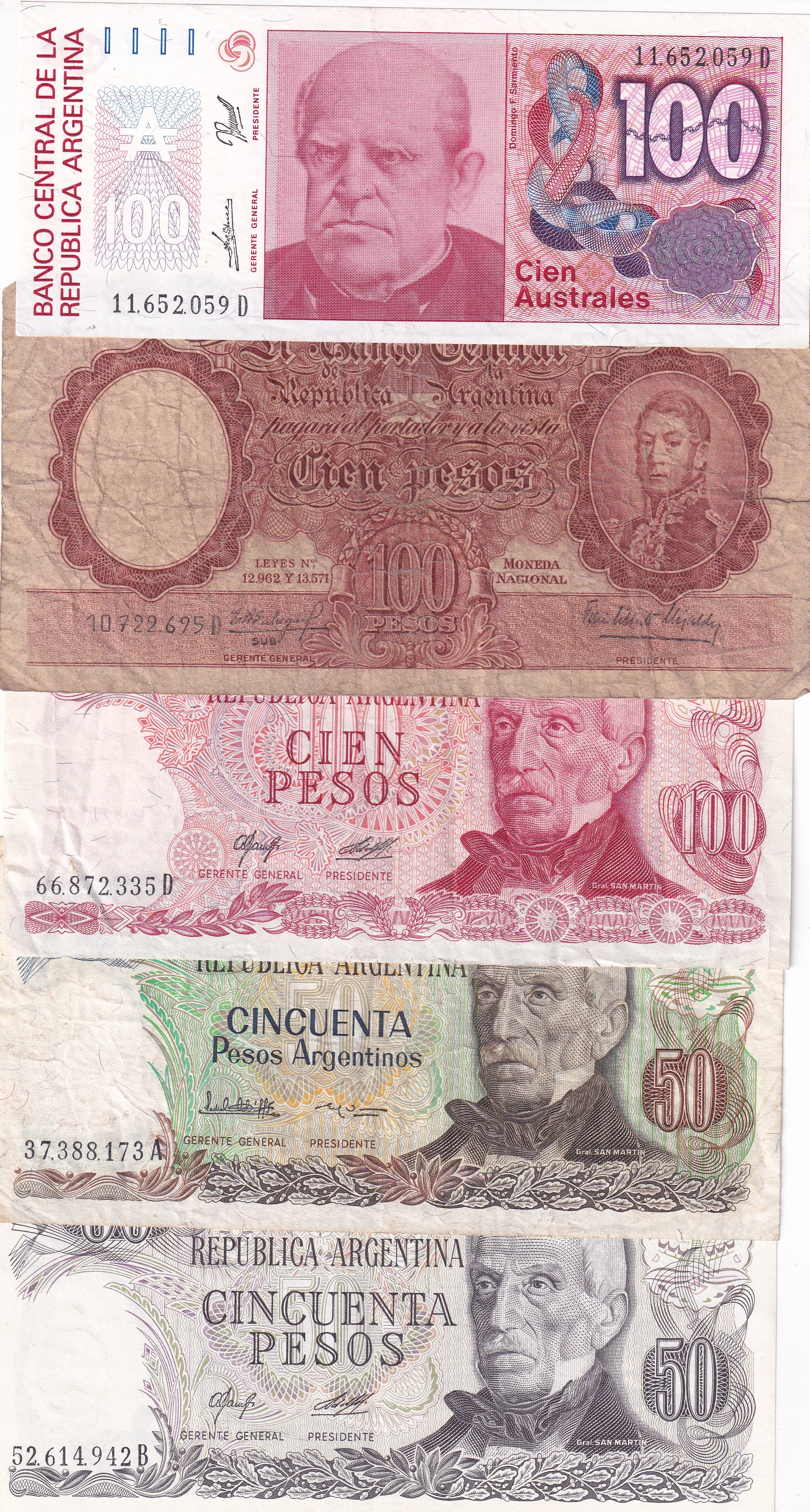 Argentina 18 Different (18 Pcs) Note Set #!8