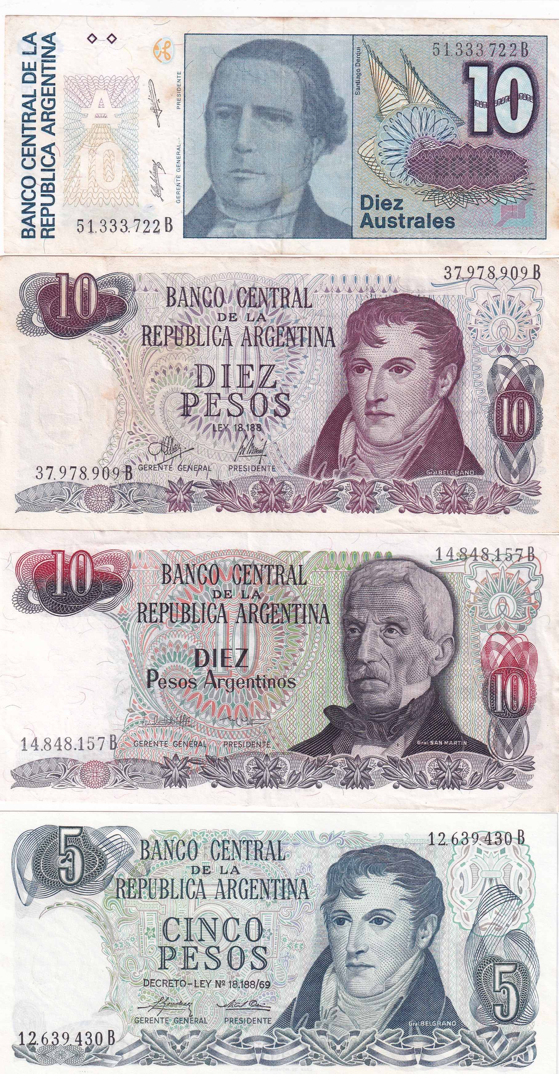 Argentina 18 Different (18 Pcs) Note Set #!8