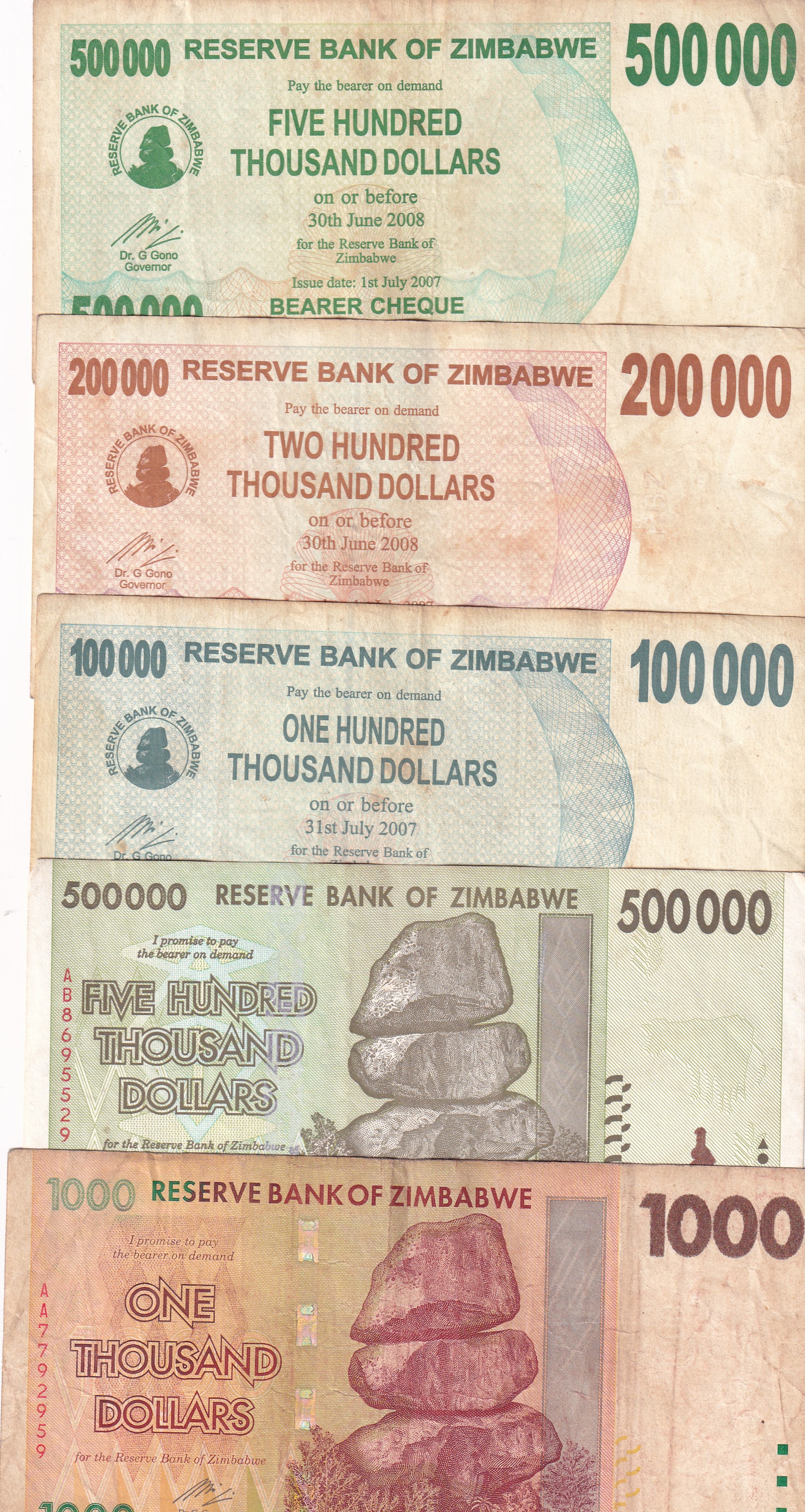 15 Different Zimbabwe Rare (15 Note Set) #!12