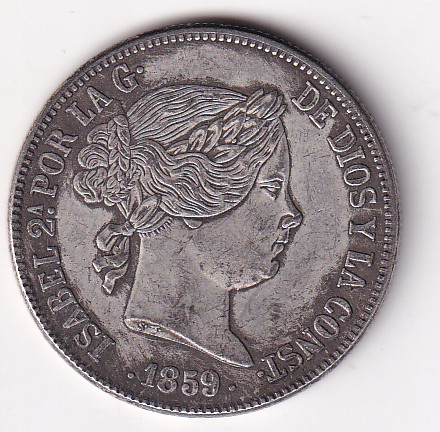 Spain 20 Reales 1859 Rare Fantasy Token #E-398